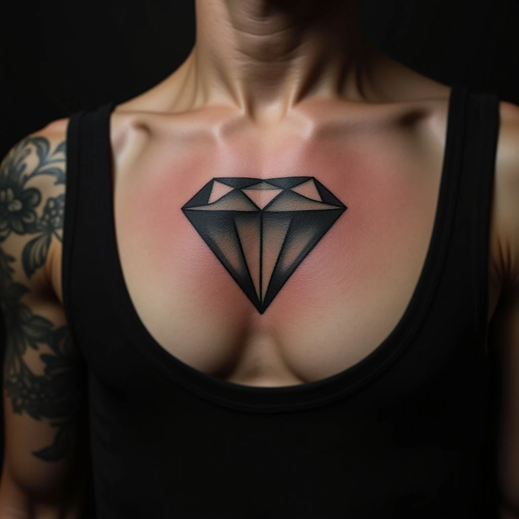 Diamond Tattoo on Chest: Meaning & Abstract Design Ideas
