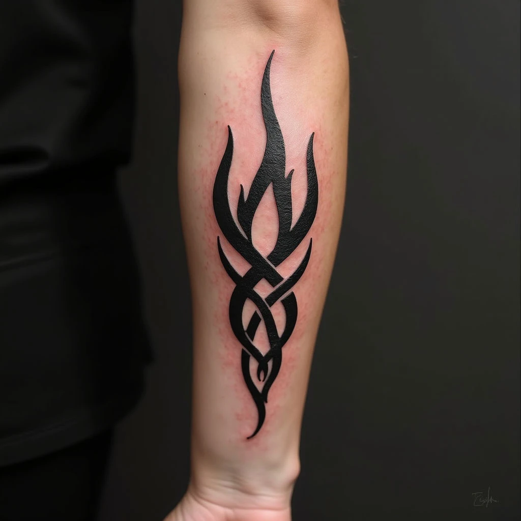 Abstract Tribal Forearm Tattoo Design