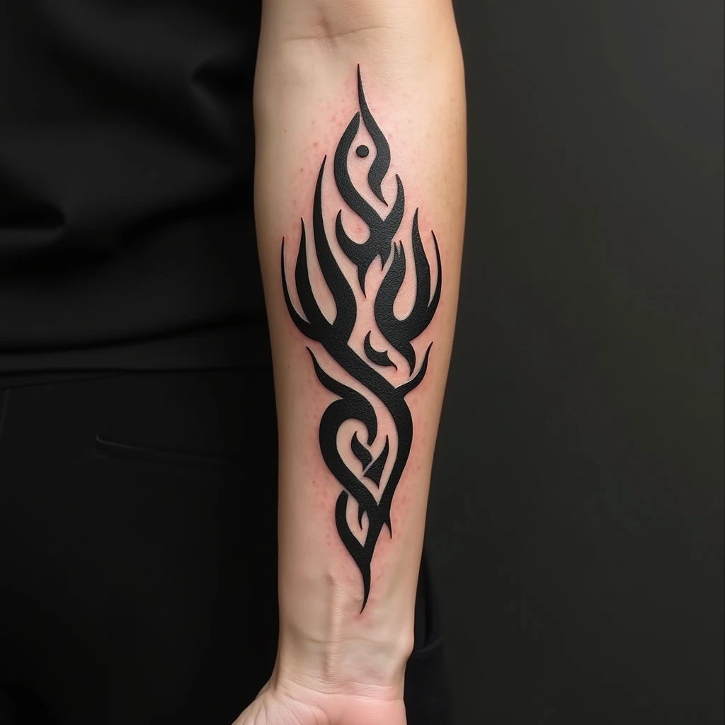 Abstract Tribal Forearm Tattoo Design