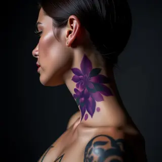 Subtle Neck Tattoos: Hidden Spots for Abstract Violet Designs