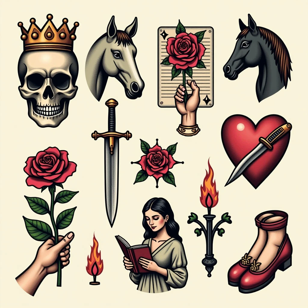 Classic American Flash Tattoo Sheet: 'La Dispute'