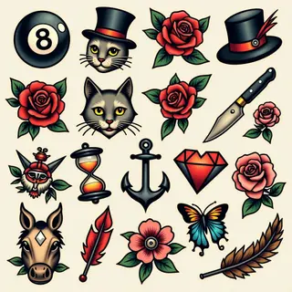 American Traditional Flash Sheet Tattoo Collection