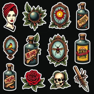 American Traditional Tattoo Flash Sheet Collection
