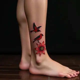 Three Little Birds Ankle Tattoos: Japanese Style Inspiration