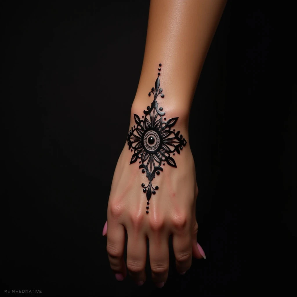 Tiny Yellow Mandala Wrist Tattoos: Americana Inspiration