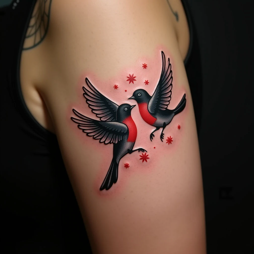 Three Little Birds Tattoo Design: A Dotwork Americana Tribute