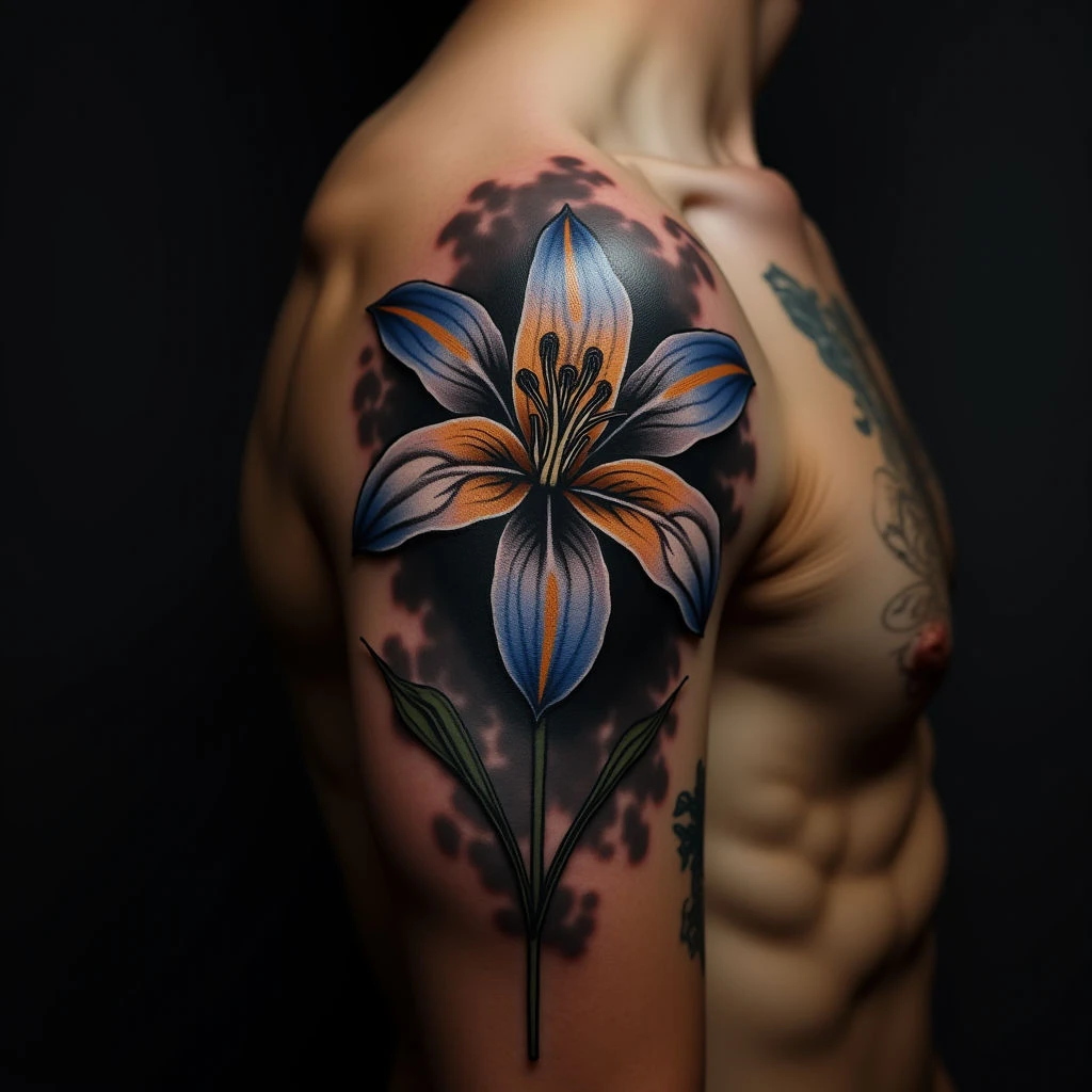 Surreal Tiger Lily Tattoos: Americana Style Body Art Inspiration
