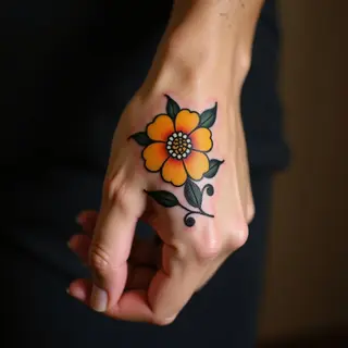 Delicate Yellow Flower Tattoos for Women - Hand Designs