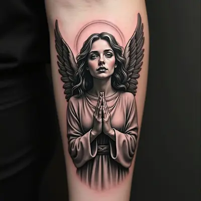 Praying Angel Hand Tattoo: A Study in Realism and Faith
