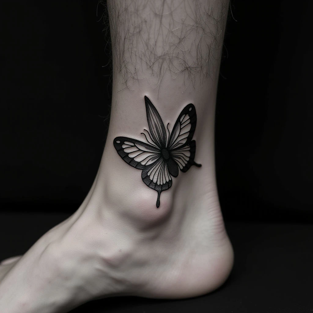 Little Father & Son Ankle Tattoos: Blackwork Inspiration