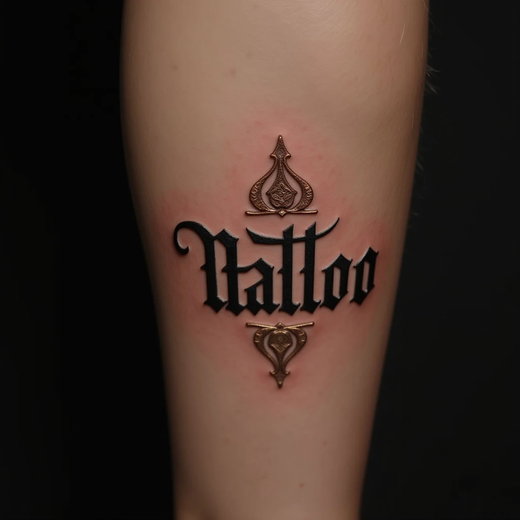 Elegant Ankle Calligraphy Tattoos: Small & Metallic Designs