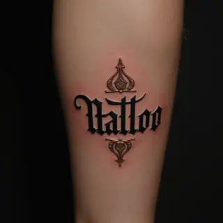 Elegant Ankle Calligraphy Tattoos: Small & Metallic Designs