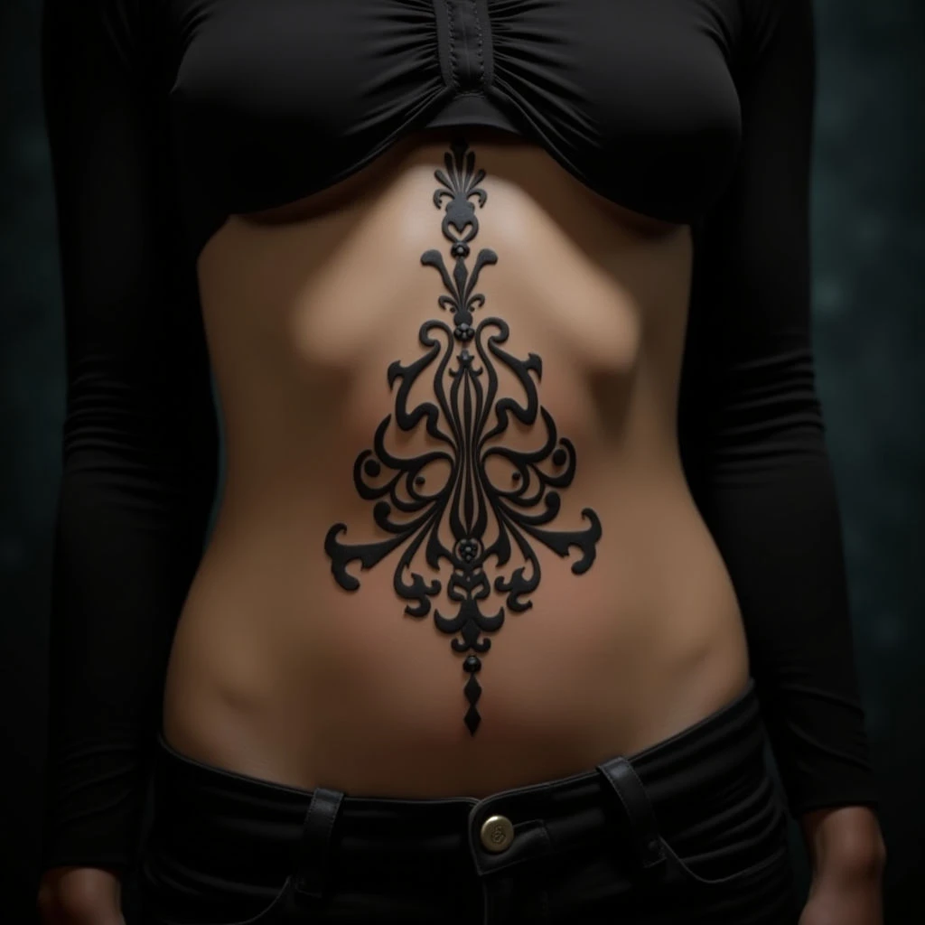 Gothic Arabic Calligraphy Ribcage Tattoos: Tiny & Powerful