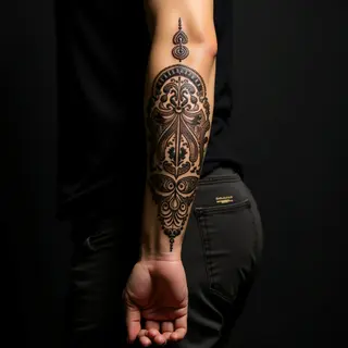 Luxurious Henna Arabic Calligraphy Arm Tattoos