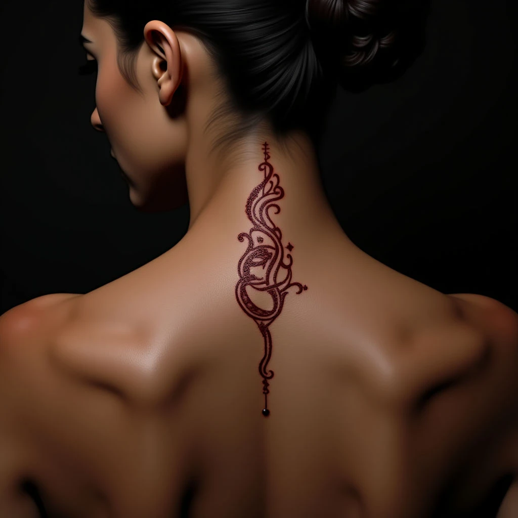 Simple Arabic Calligraphy Neck Tattoo - Easy Mehndi Design