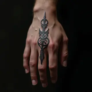 Bold Sanskrit Quote Tattoos for Men in Blackwork & Copper