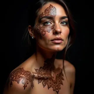 Surreal Henna Arabic Calligraphy Face Tattoos