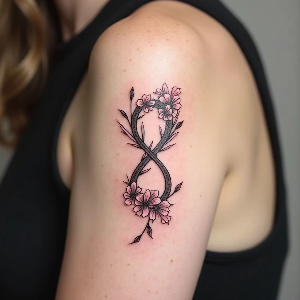 Elegant Infinity Symbol Tattoo with Floral Accents