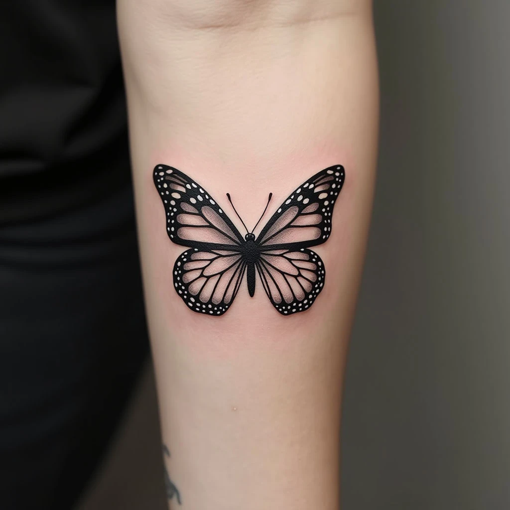 Delicate Butterfly Forearm Tattoo Design