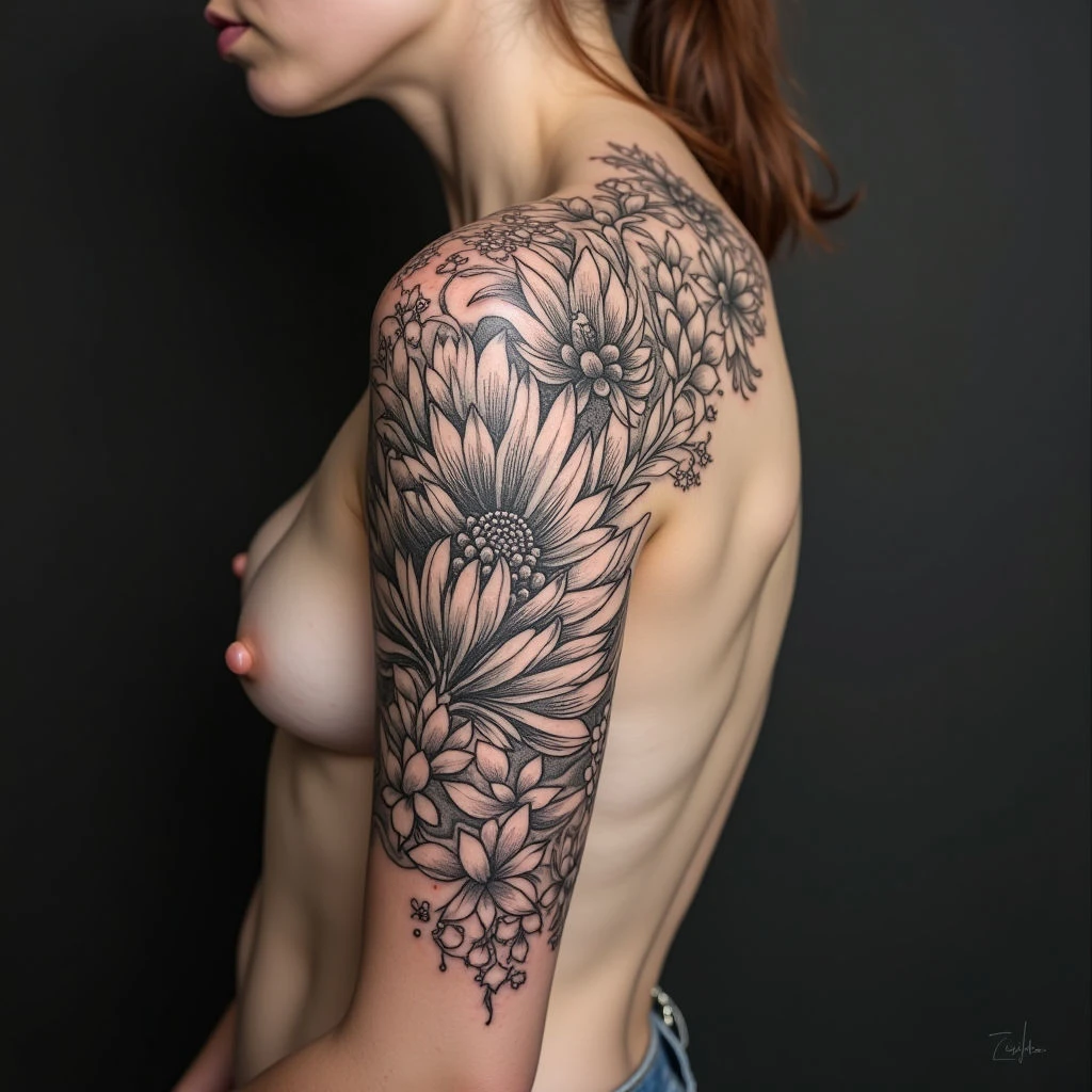 Intricate Illustrative Arm Tattoo Design
