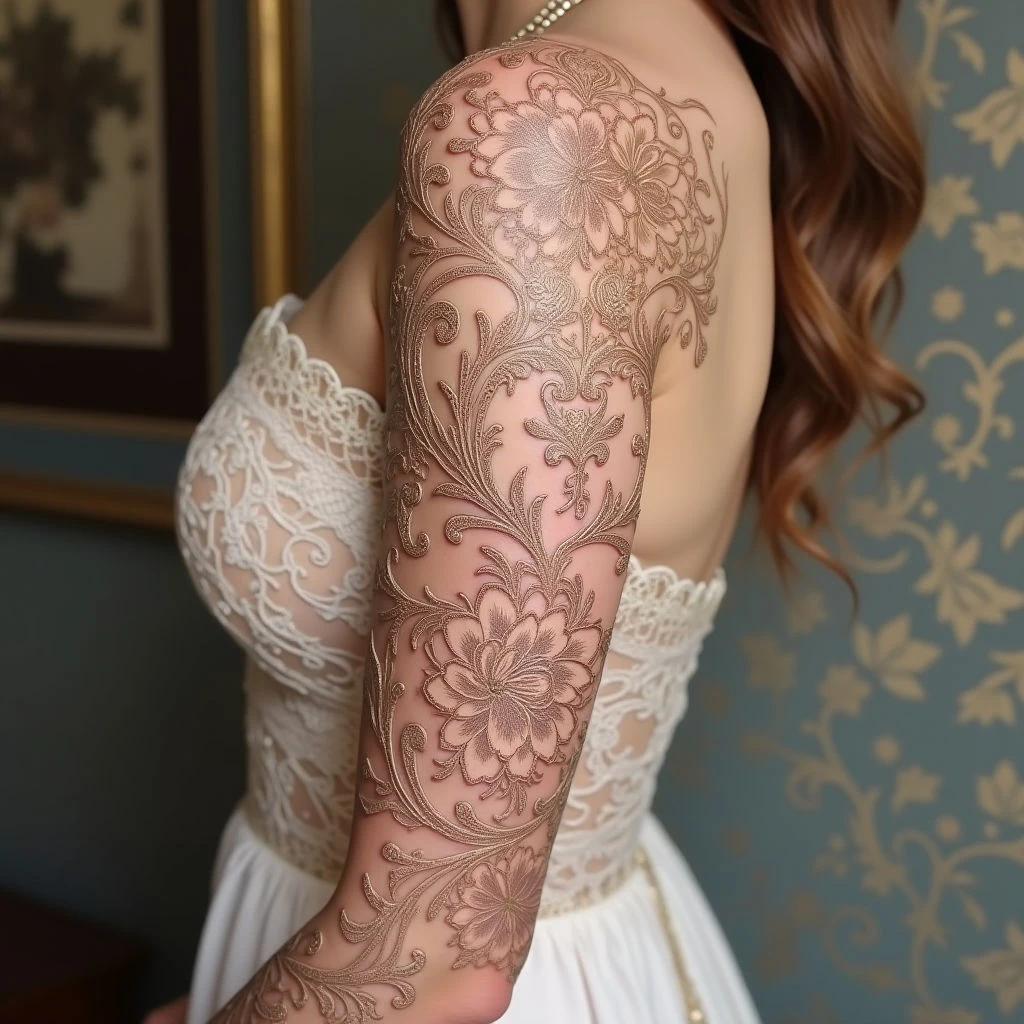 Baroque Lace Tattoo Sleeve Design Inspiration