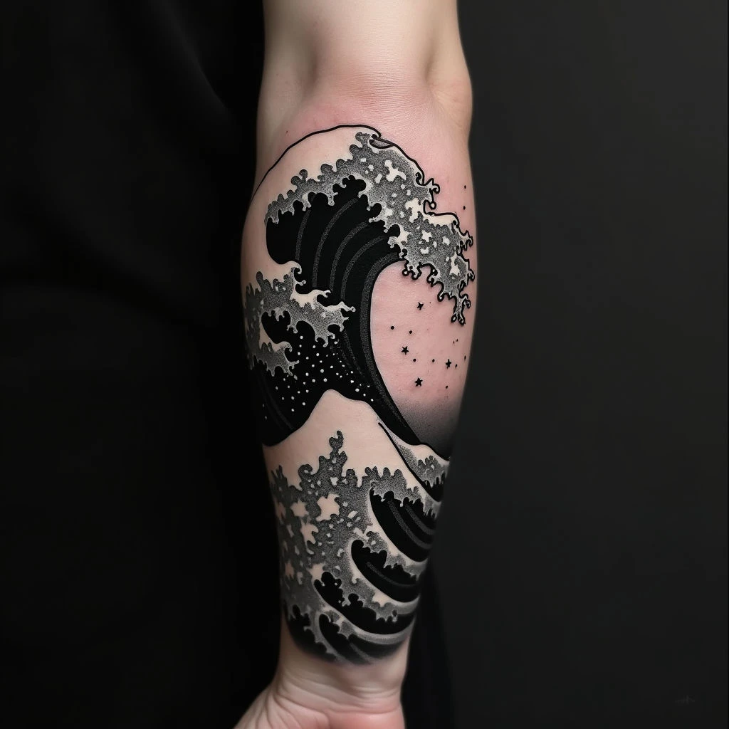 Submerged in Darkness: Beach Tattoos Reimagined for Blackout Coverage