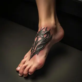 Tiny Biomechanical Foot Tattoo for Boys: A Father-Son Symbol