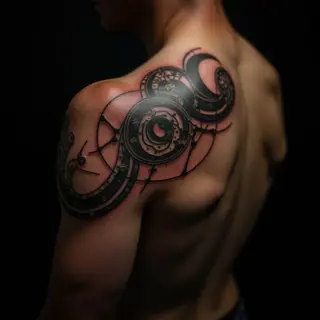 Powerful Biomechanical Mom & Daughter Shoulder Tattoos