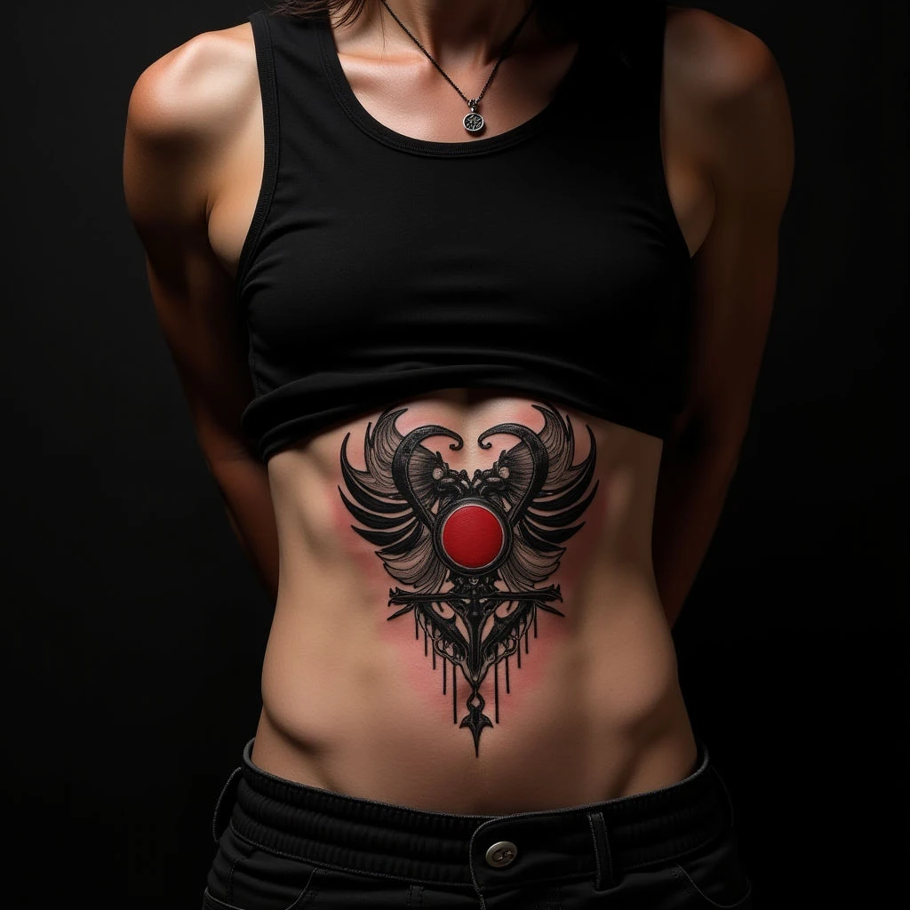 Powerful Father & Son Biomechanical Stomach Tattoos