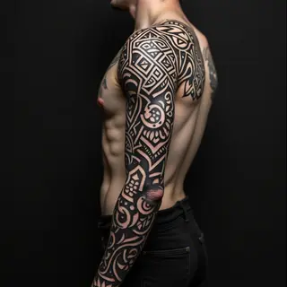 Intricate Tribal Sleeve Tattoo Design
