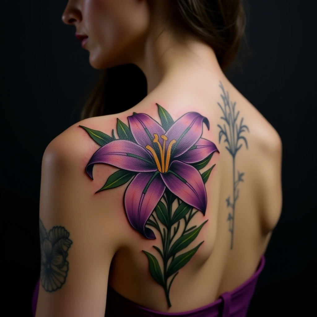 Delicate Lily Tattoos for Women: Illustrative Shoulder Designs