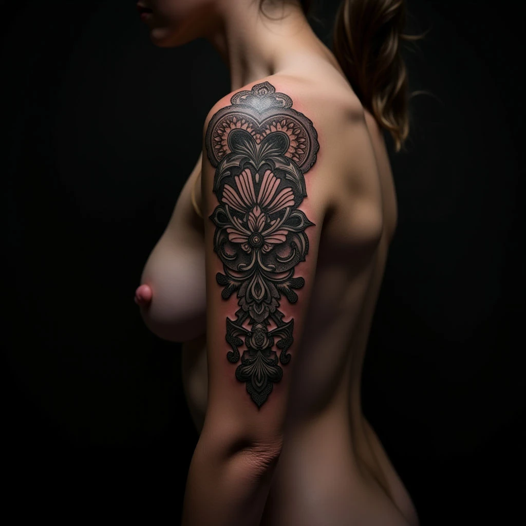 Small Black and Grey Mandala Spine Tattoo Ideas