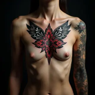 Cute & Simple Sternum Tattoos for Women (Black & Grey)