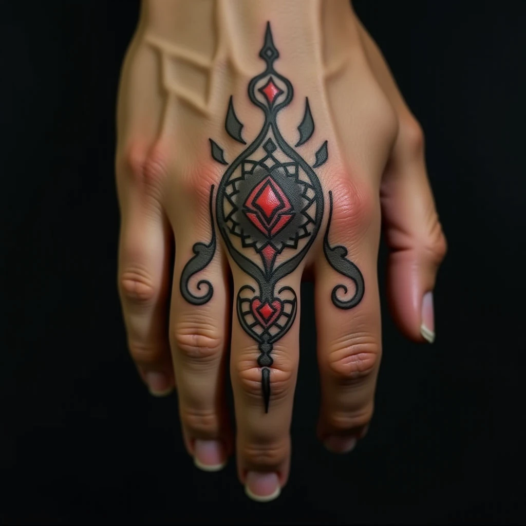 Cool Traditional Finger Tattoos in Yellow & Black Grey