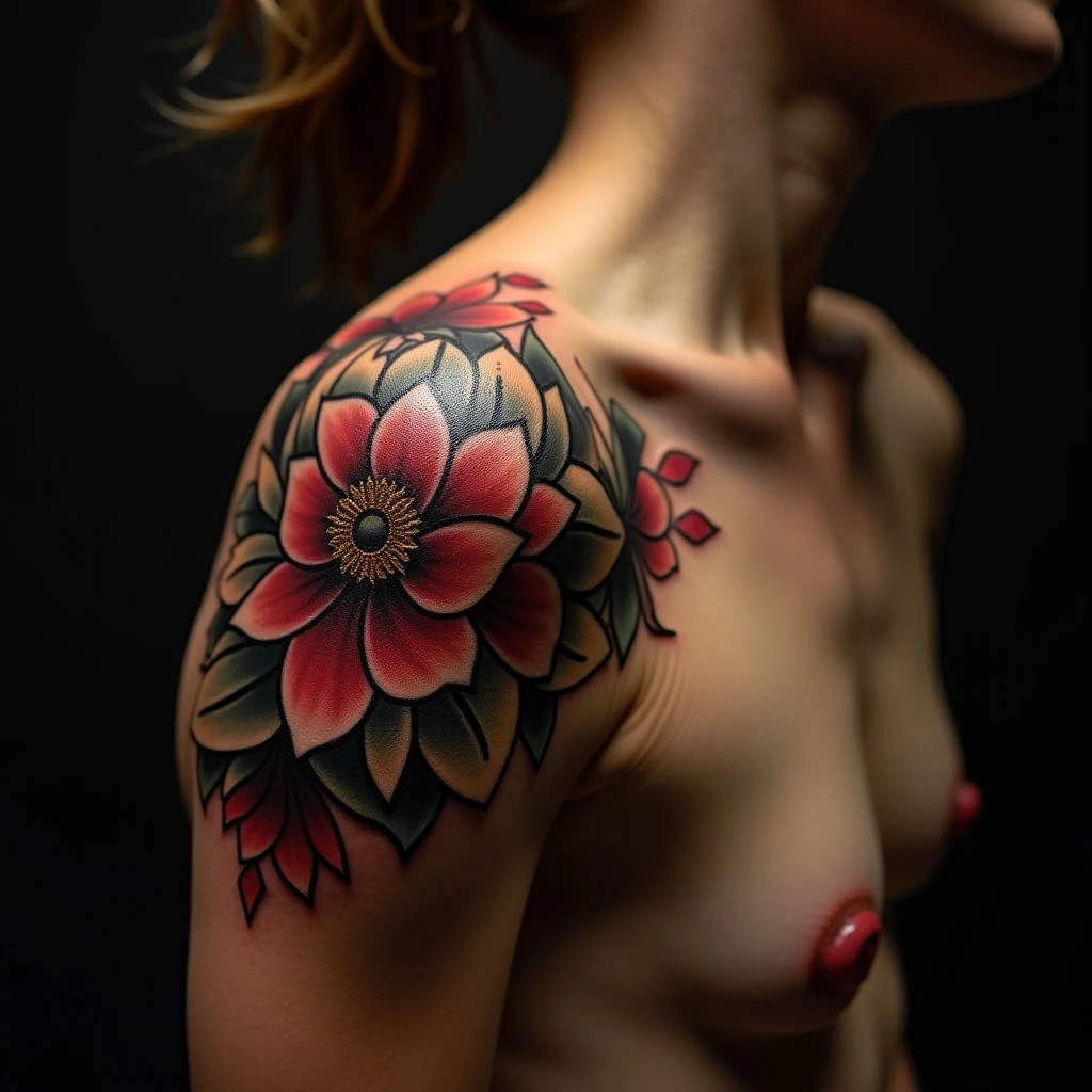 Cool Traditional Shoulder Tattoos for Women (Small)