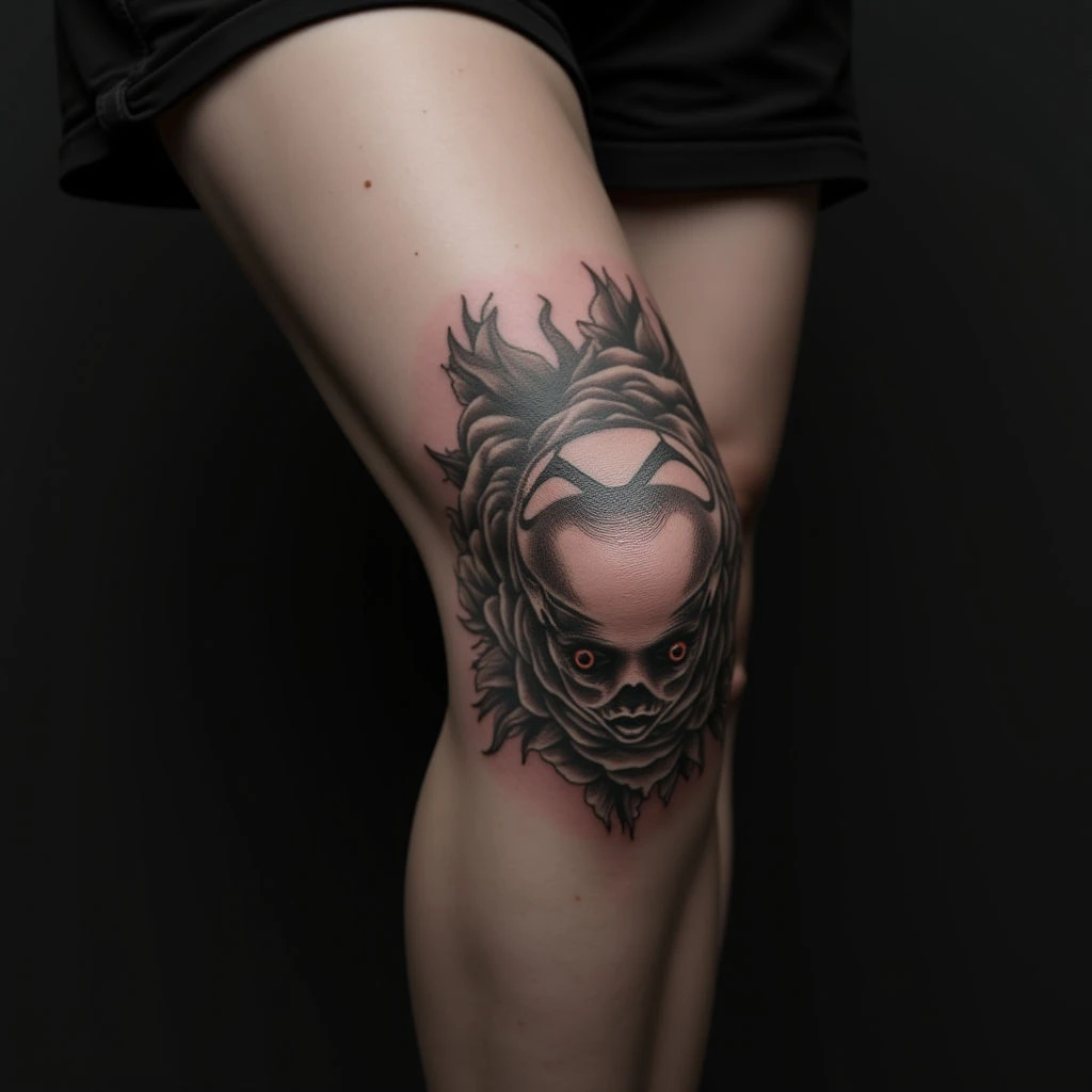 Sweet Baby Tattoos for Girls: Black and Grey Knee Designs