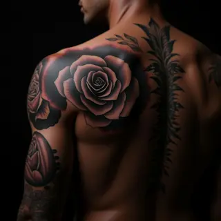 Dramatic Back Cover-Up Tattoo Ideas (Black & Red)