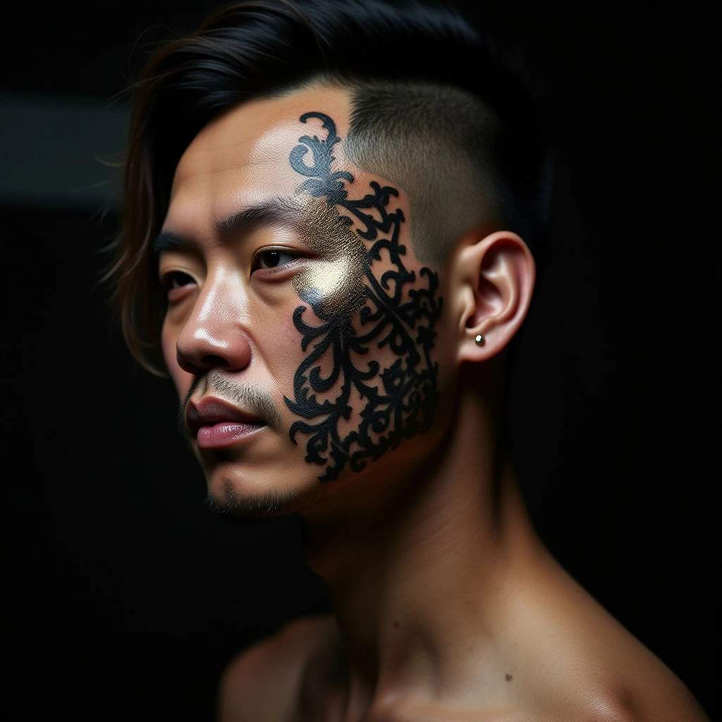 Hidden Japanese Face Tattoos for Guys - XL Designs
