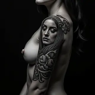 Elegant Small Oriental Tattoos for Women (Black & Grey)