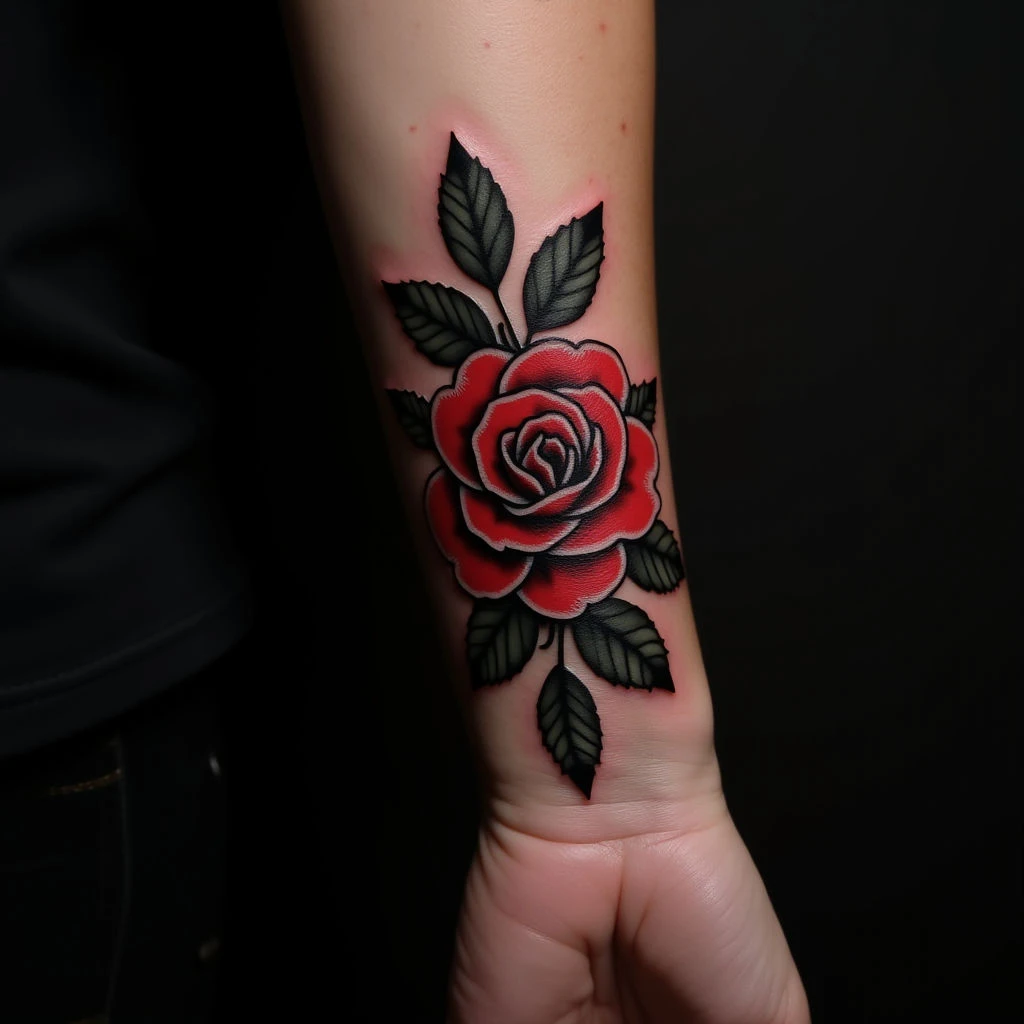 Small Black and Grey Rose Tattoos for Women - Back Piece Inspiration