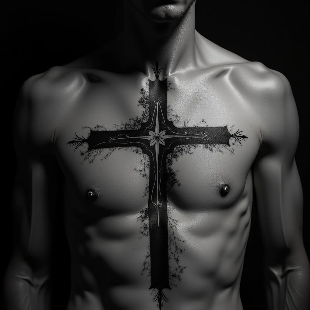 Surreal Cross Tattoos: Black & Grey Inspiration