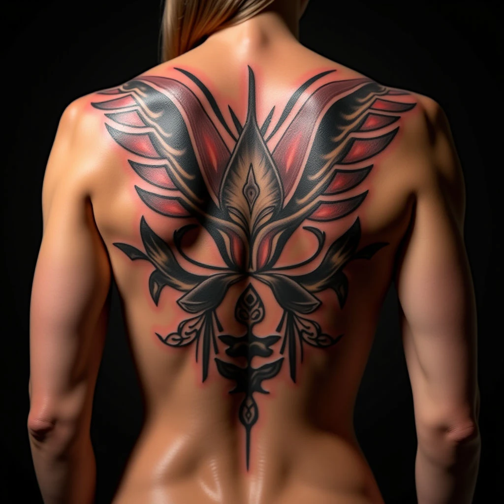 Back Tattoo Cover-Up: Transforming Color Ink with Black and Grey Linework