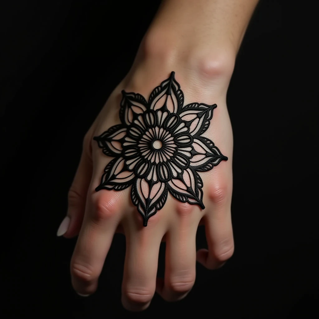 Small Bronze Mandala Finger Tattoos for Women