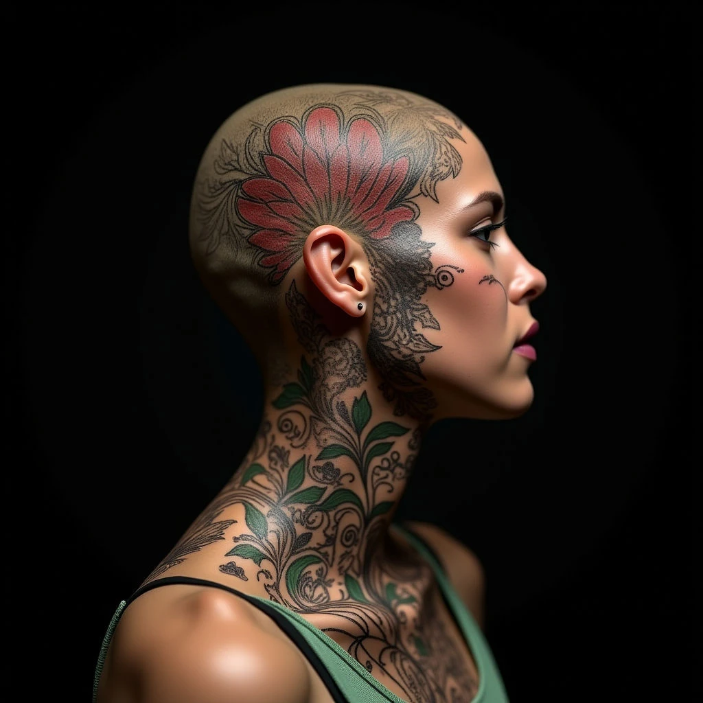 Sisterly Mandala Tattoos: Tiny Head Designs in Black & Grey