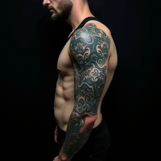 Epic Mens Half Sleeve Tattoos: Traditional Blue & Green Designs