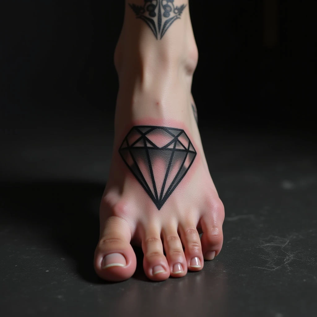 Neo-Traditional Diamond Foot Tattoos: Ideas & Inspiration