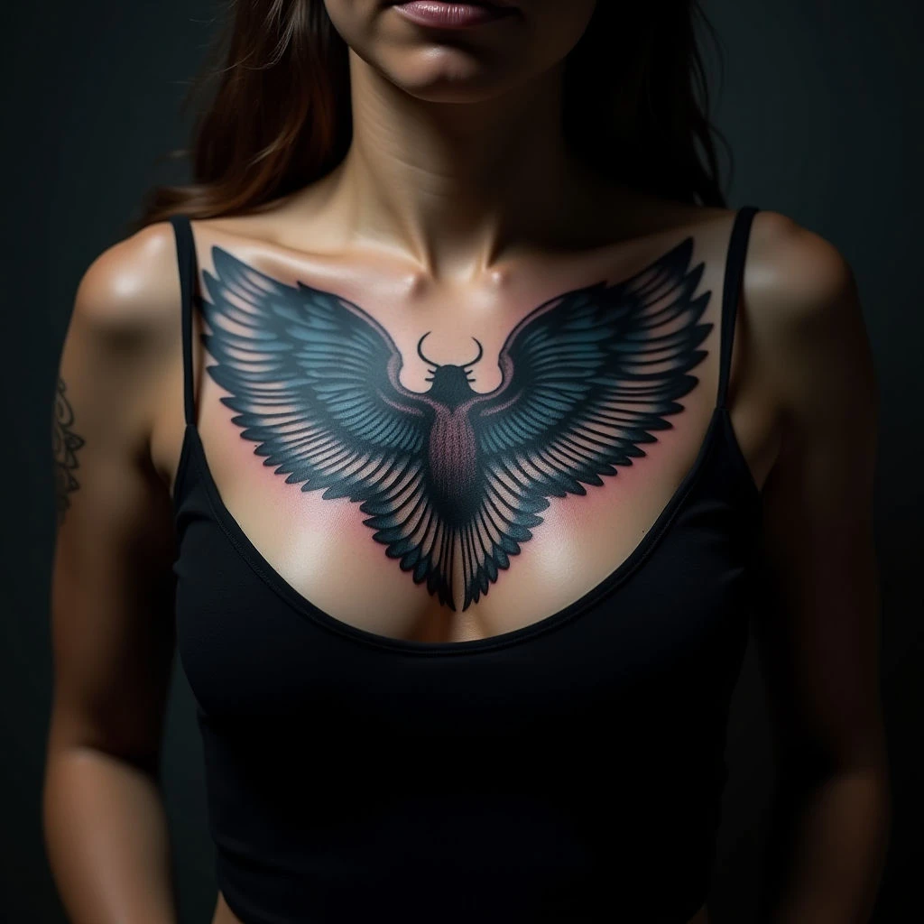 Unique New School Chest Tattoos for Women (XL)