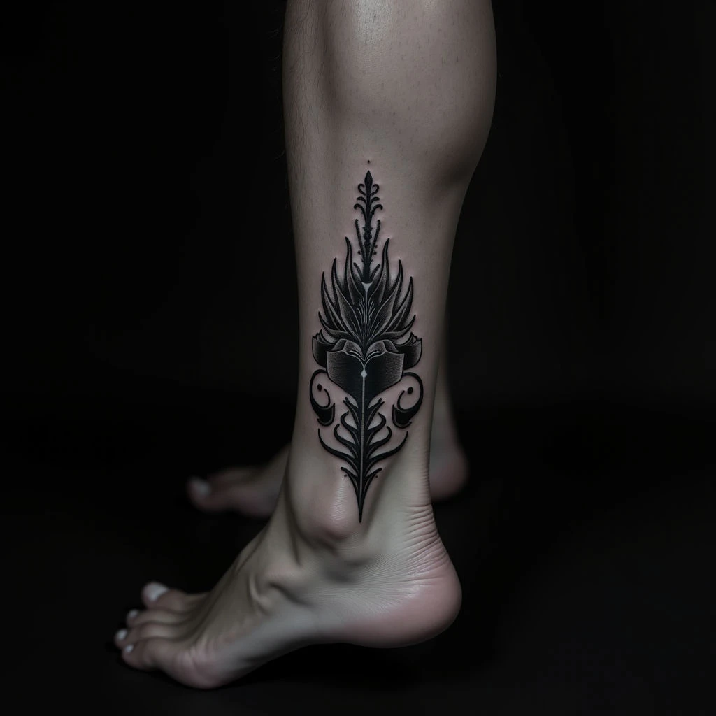 Small Old School Ankle Tattoos for Men - Black & White Designs