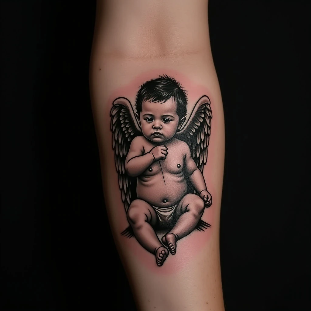 Sweet & Strong: Traditional Baby Tattoos for Women's Arms