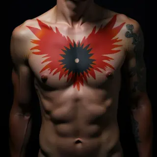 Fiery Trash Polka Ribcage Tattoo for Guys